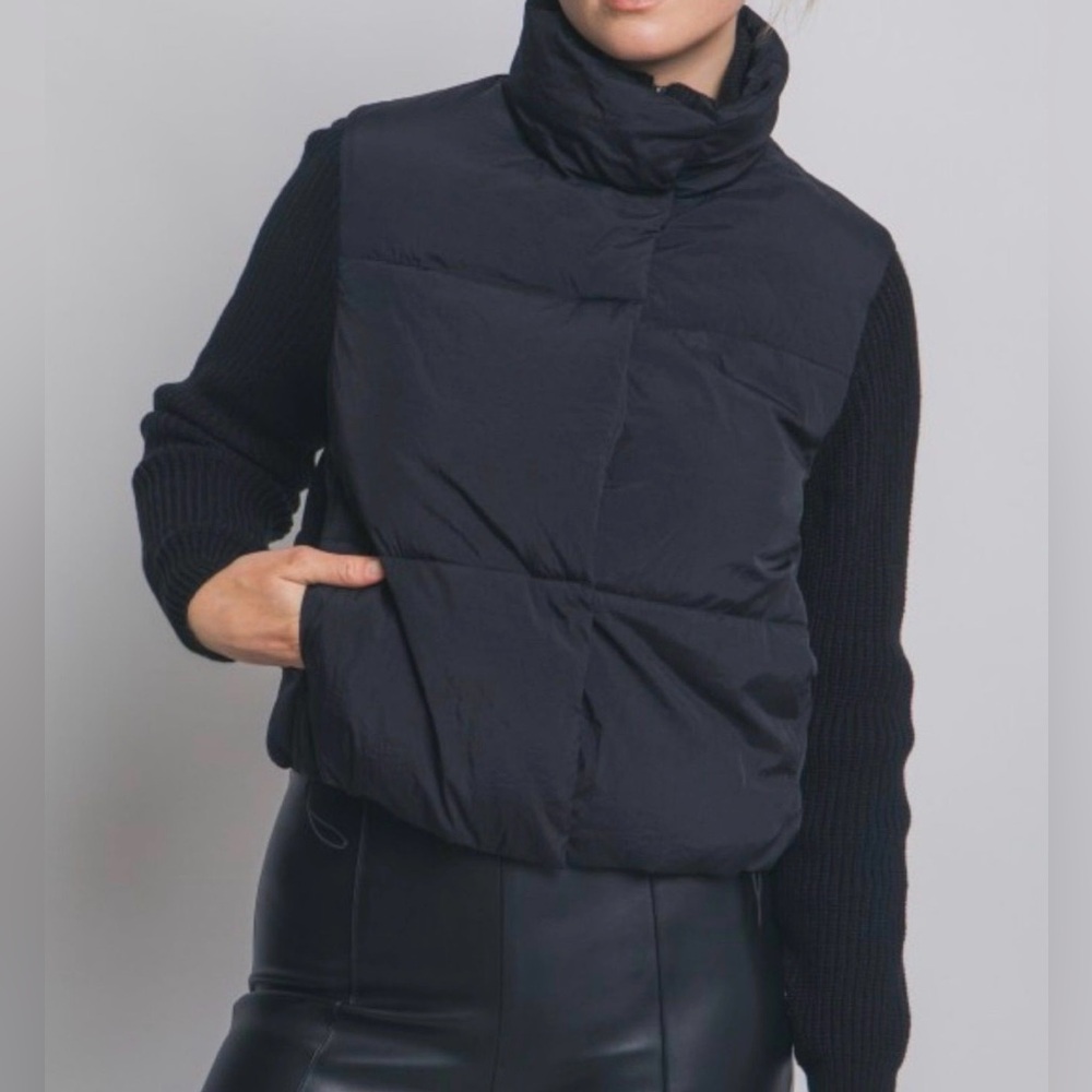 Love Tree Women’s Black Cowl Neck Sweater Sleeve Jacket